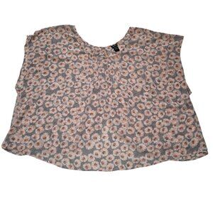 Torrid Split Back Sheer Blouse Floral Daisy Flowy Pintuck Chest Sleeveless Sze 5